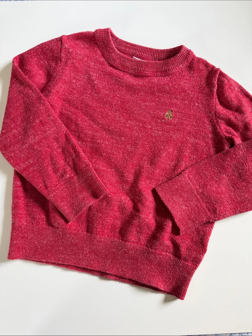 GAP Red Heather Crewneck Sweater with Teddy Logo